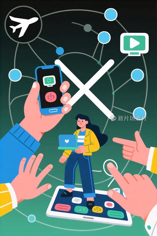 数字界面的禁止元素插画