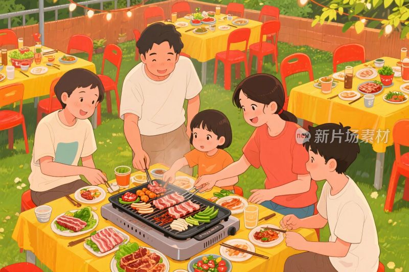 家庭户外烧烤聚会