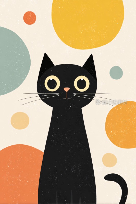 可爱黑猫插画