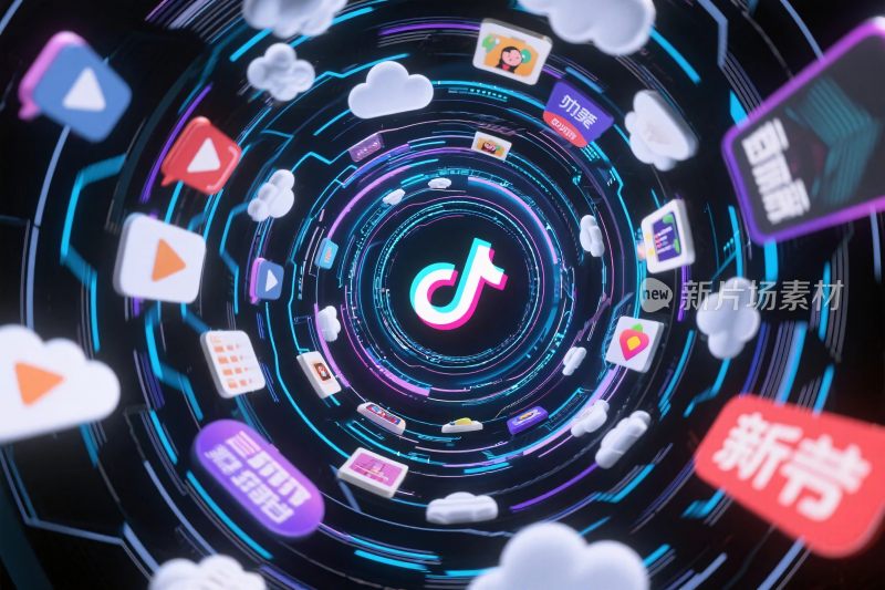 抖音科技数字风格插画