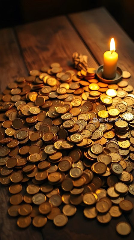 黄金硬币与蜡烛