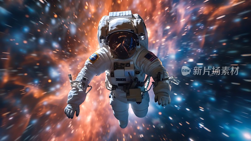 宇航员在浩瀚星空中漂浮探索未知宇宙奥秘