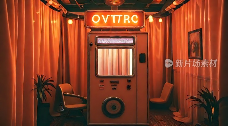 复古风格照相亭橙光下的温馨回忆