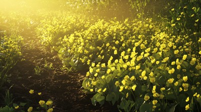 阳光照在毛茛花上