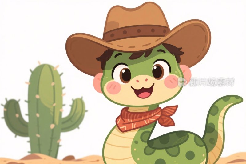 卡通牛仔恐龙插画