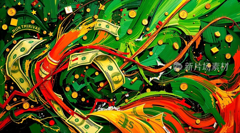 金钱风暴美元与金币交织的视觉盛宴