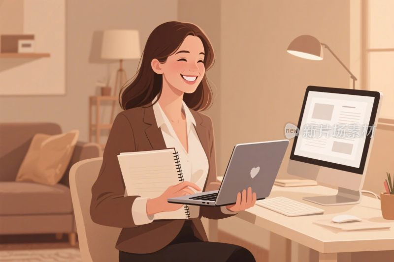 办公场景插画女性办公