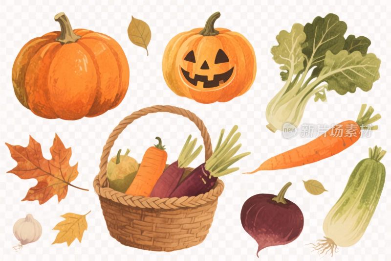 秋日蔬菜插画集合