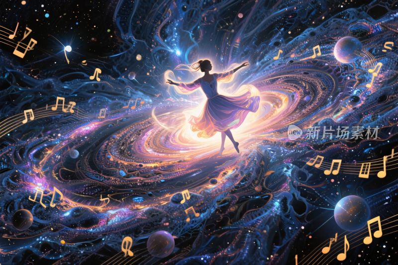 梦幻音乐星空插画