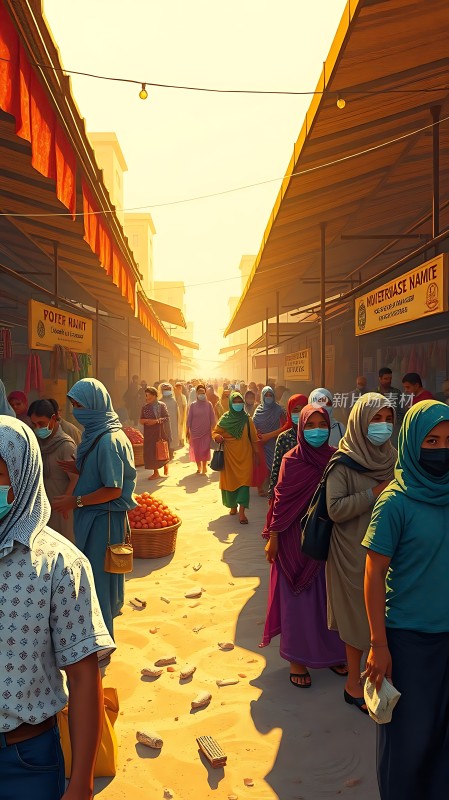 阳光下的市场喧嚣与活力