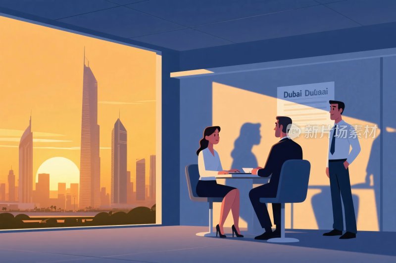 办公室商务洽谈插画