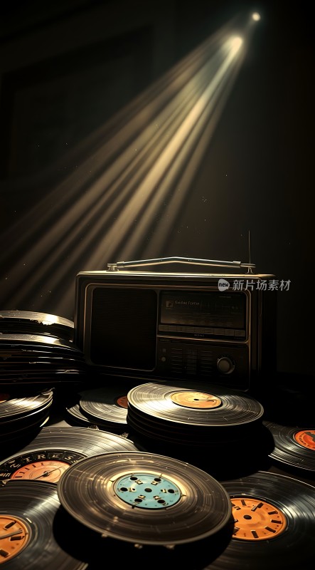 复古留声机与黑胶唱片