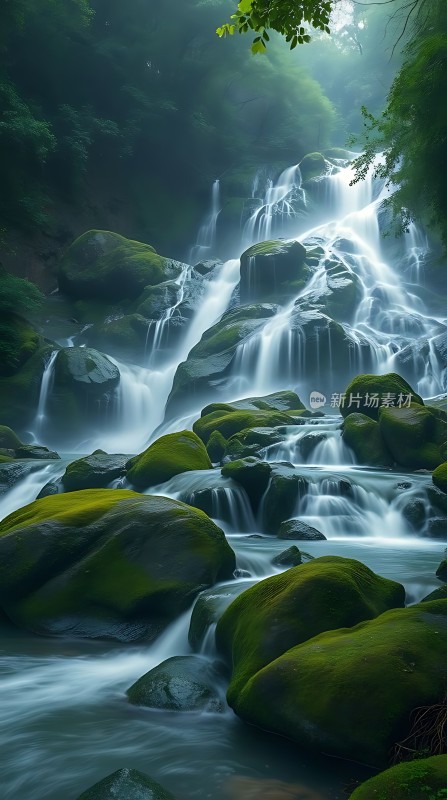 翠绿瀑布自然之韵