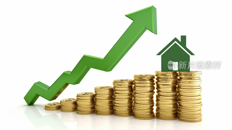 房地产房价，金融涨价增加上调概念示意图