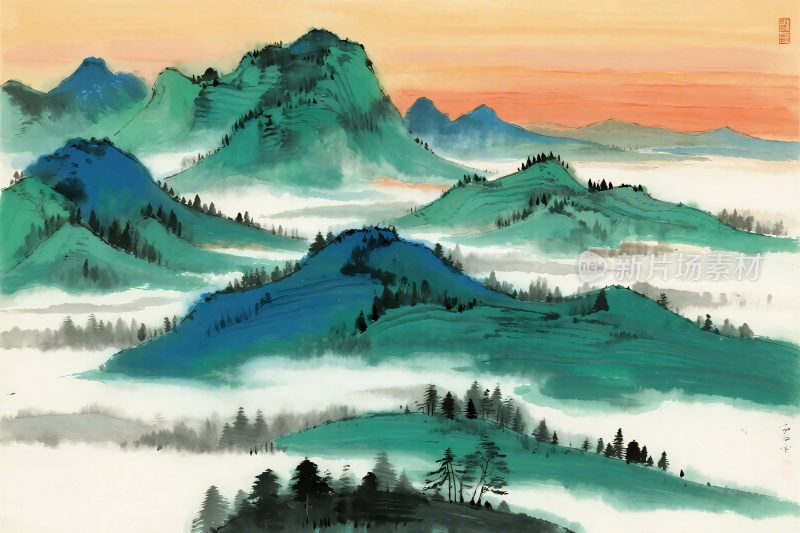 山水水墨风景图