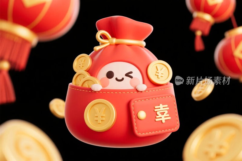 喜庆红包袋插画