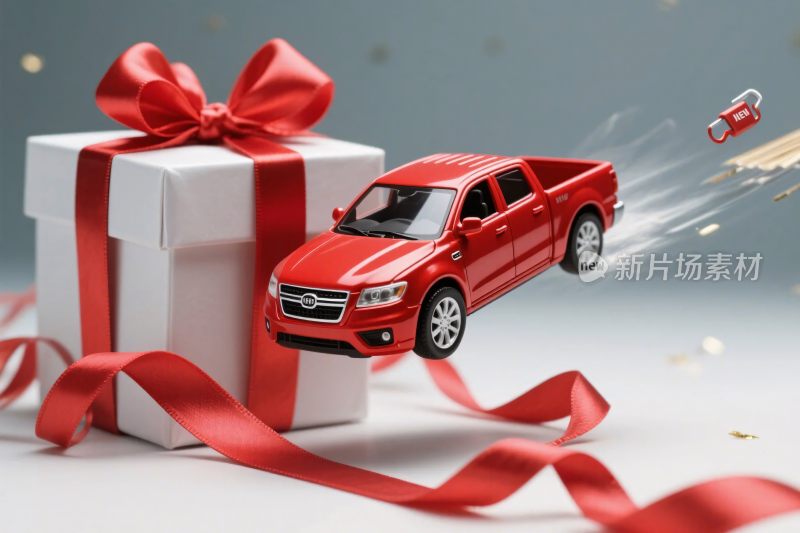 礼物与皮卡车创意画面