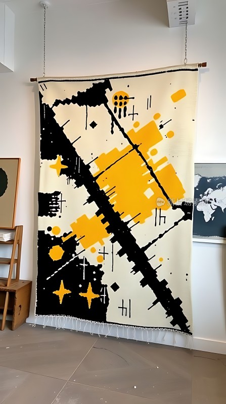 抽象艺术挂毯色彩鲜明线条流畅