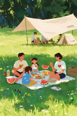 一家人户外野餐的温馨场景 一家人户外野餐的温馨场景