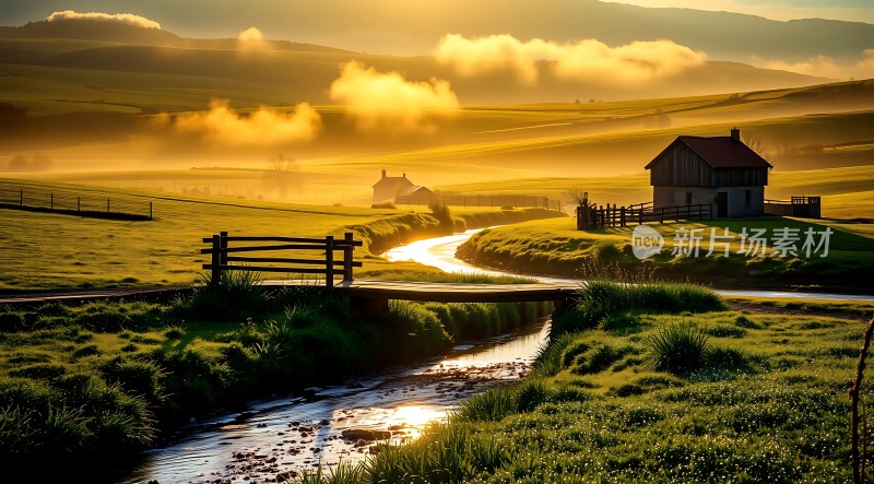 晨光下的田园风光