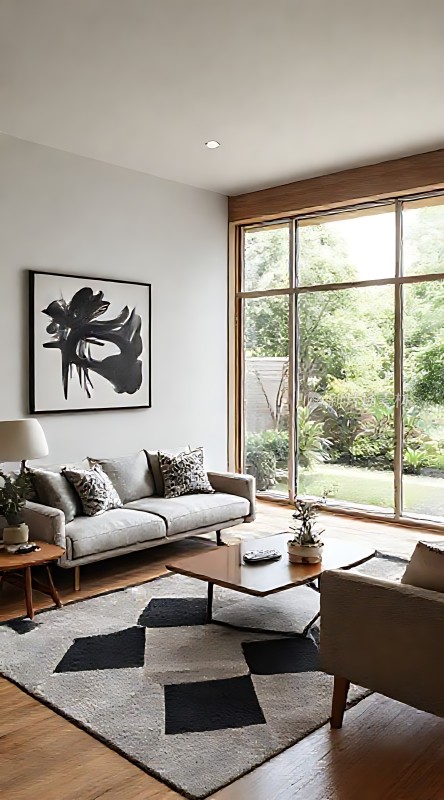 现代简约客厅自然光线充足艺术氛围浓厚