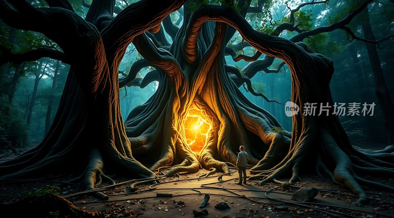 神秘森林中的古老树洞