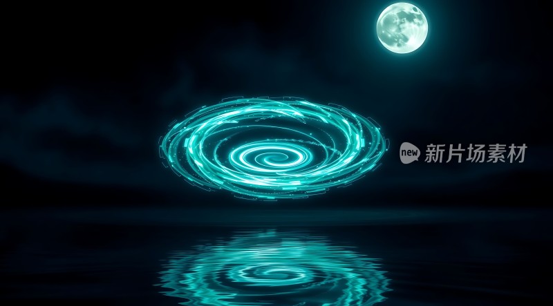 夜空漩涡映月影
