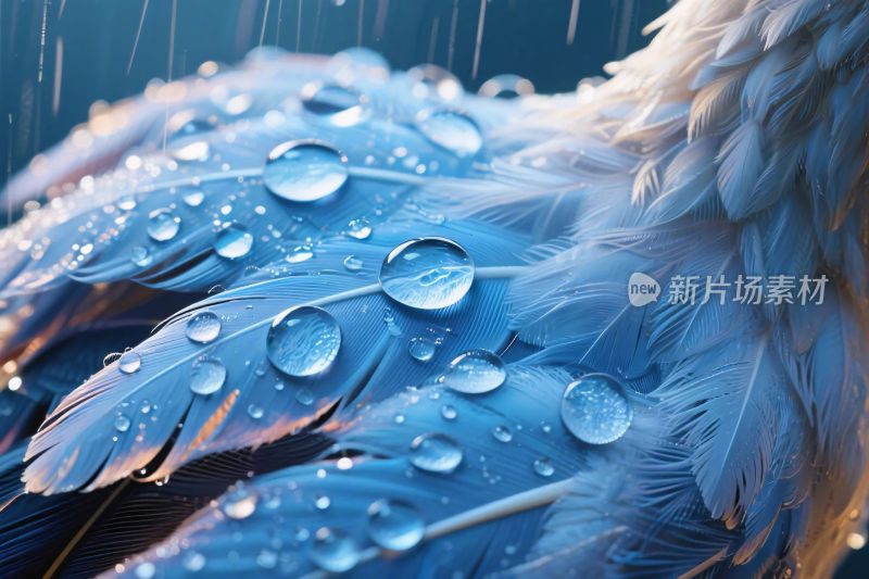 羽毛雨滴特写画面