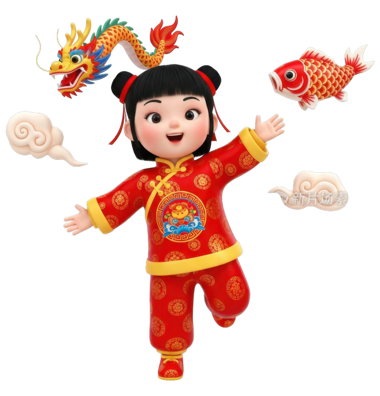 国风娃娃庆新春