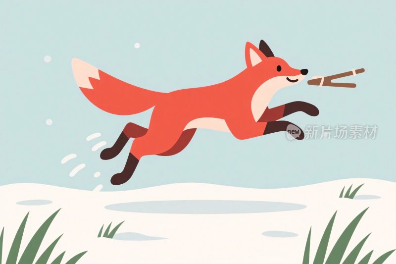 跳跃狐狸插画