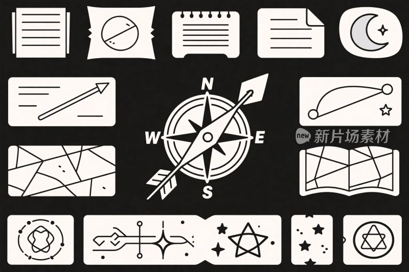 黑白图标插画集合