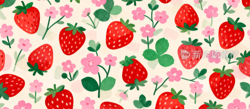 卡通草莓扁平风格插画图案
