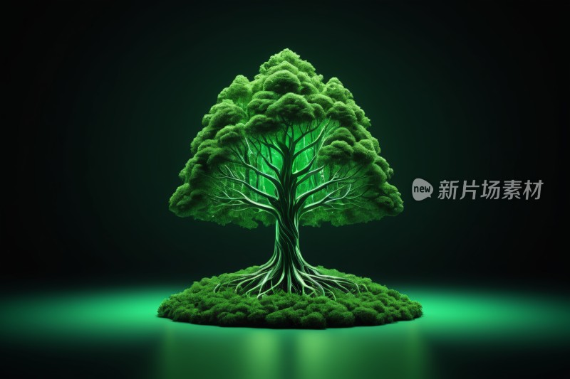 一棵绿灯树特写高清图片