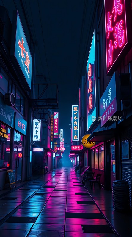 霓虹灯下的繁华街道