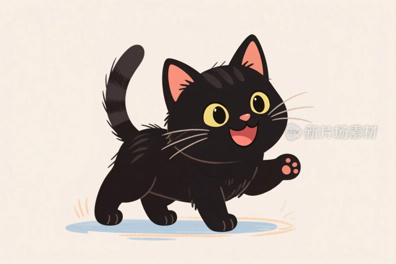 可爱黑猫卡通插画