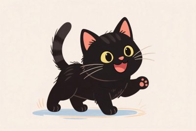 可爱黑猫卡通插画 可爱黑猫卡通插画