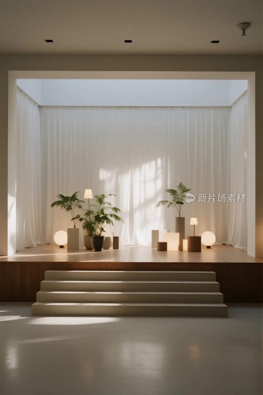 室内温馨绿植烛光场景