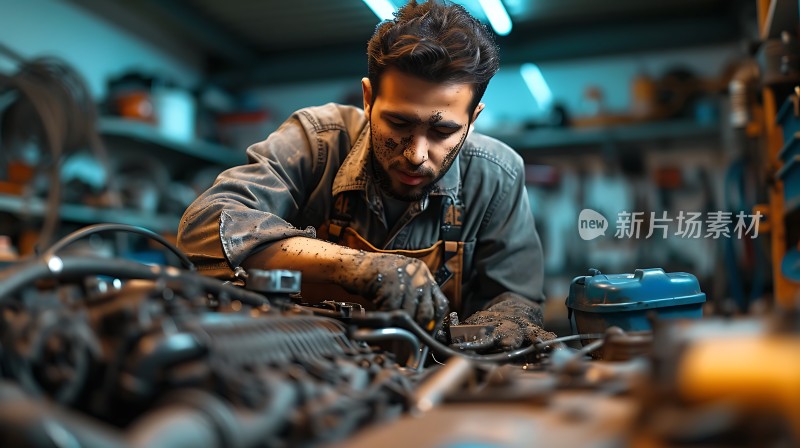 机械师专注检修发动机