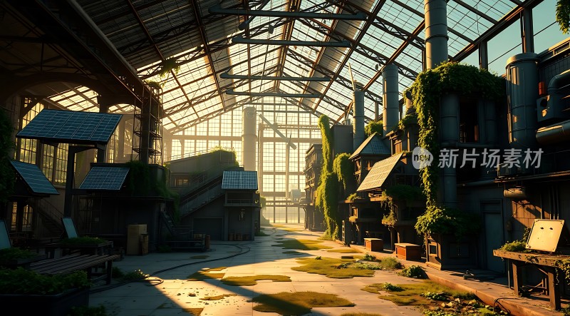 废弃工厂中的绿色生机