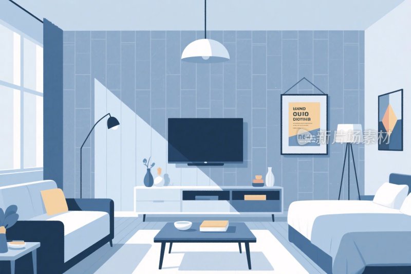 现代简约客厅插画