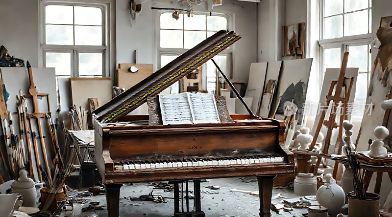 废弃钢琴与艺术工作室的结合
