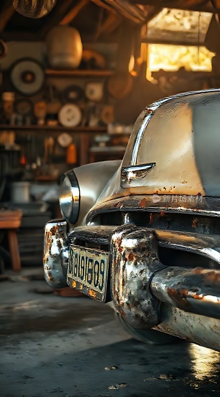 锈迹斑斑的老车车间里的旧时光
