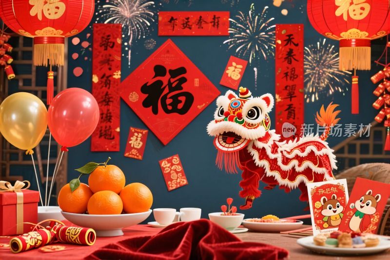 春节龙年喜庆场景