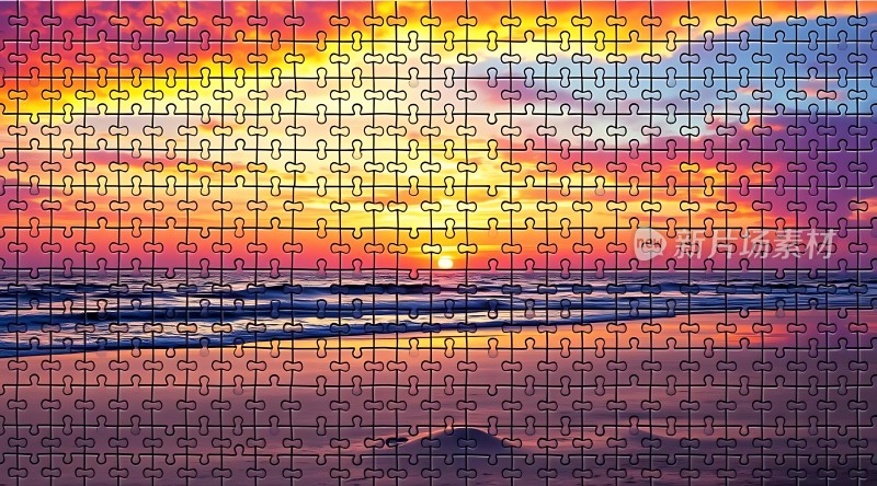 日落海滩拼图