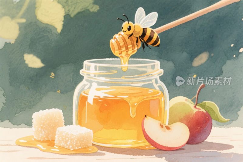 蜜蜂采蜜与蜂蜜罐