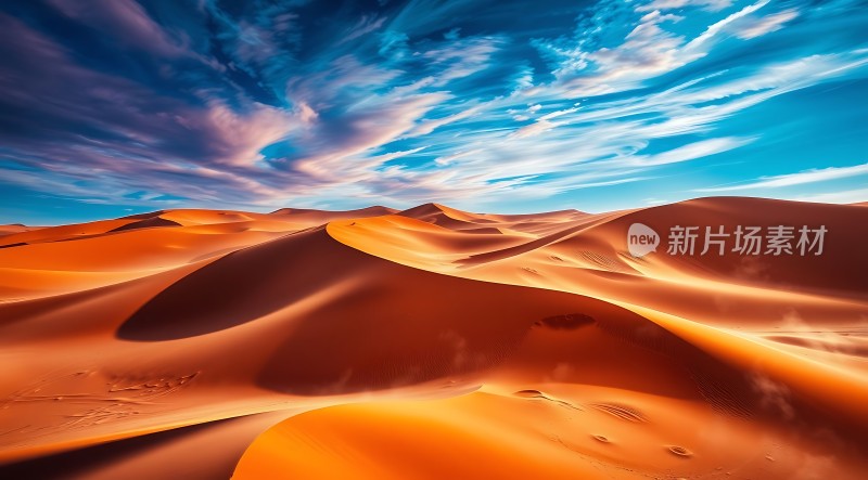 金色沙丘下的蔚蓝天空