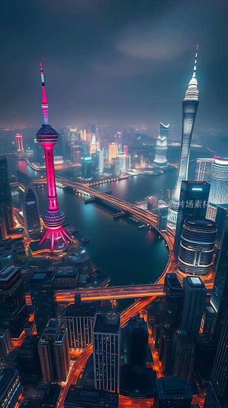 东方明珠与上海中心大厦夜景