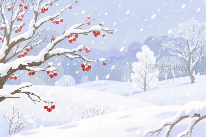冬季雪景插画