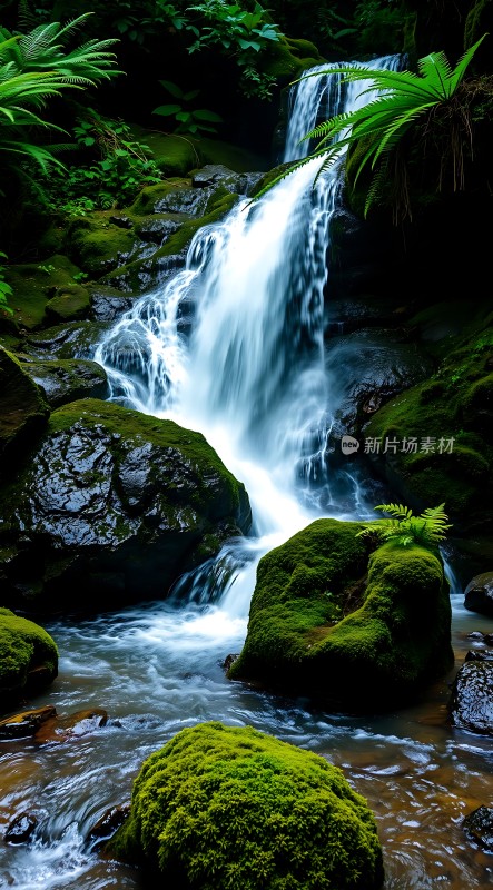 翠绿瀑布自然之韵