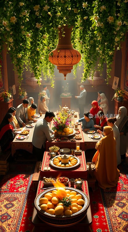 家庭聚餐温馨场景